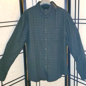 Men's Large Button-Up Christian Lacroix, long sleeve winter green& orange